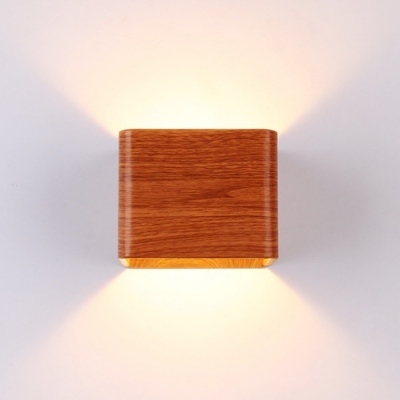 Dark Wood Grain Small Wall Sconce 6W 3000K/6000K Hollow Square Led Wall Light Not Dimmable Bedside TV Wall Porch Cubic Led Wall Lighting