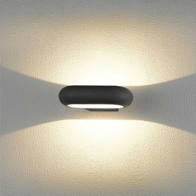 Outdoor Wall Mounted Lighting Waterproof Rust-Proof Die Cast LED Wall Sconce 7W Oval LED Up/Down Wall Light in Matte Black/Gray/White Suitable for Porch Foyer Backyard Pathway