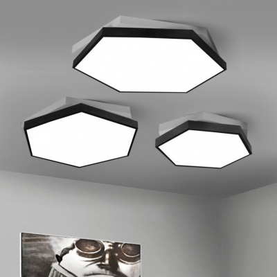 Black Finish Modern Geometrical Lighting Led 2 Tier Hexagon