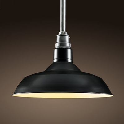 Black/White Finish Barn Shade Simple 1-Light Hanging Pendant Lamp with Antique Zinc Lamp Socket
