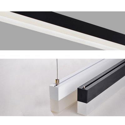 Contemporary Simple Lighting Black/White Super Slim Linear Led Pendant Acrylic Cord Adjustable 24W 3200K Decorative Led Offfce Meeting Room Dining Room Kitchen Island Lighting