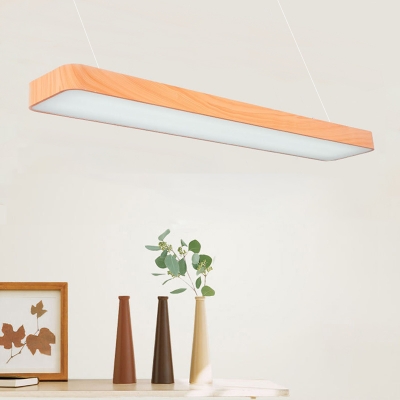Modern Acrylic Lampshade Warm White Neutral Light Glare-Control LED Wooden Rectangular Flush Light