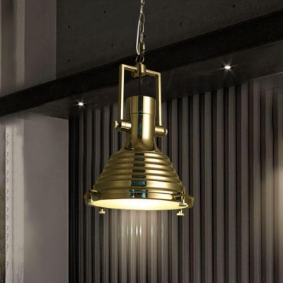 

15.75" Wide Polished Bronze Finish Platen Glass Diffuser Ceiling Hanging Light with Ribbed Metal Shade, HL485895