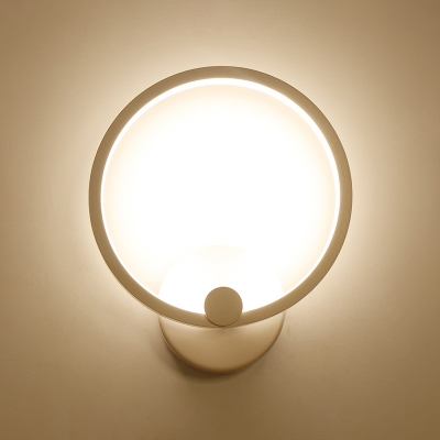 Contemporary Simple Wall Fixture LED  Circle Led Sconce Lights in White for Reading Room Bedside