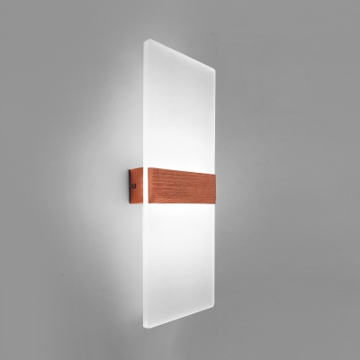Vertical Acrylic Frame Led Wall Light Color Changeable 4W/6W/10W Brushed Aluminum Rectangular Wall Sconce in Gold Leaf/Rose Gold 3 Sizes for Option