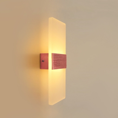 Vertical Acrylic Frame Led Wall Light Color Changeable 4W/6W/10W Brushed Aluminum Rectangular Wall Sconce in Gold Leaf/Rose Gold 3 Sizes for Option