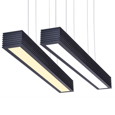 Modern Lighting Acrylic Lampshade Led Pendant Light Fixtures Aluminum Alloy Led Linear Fixture in Black suitable for Office, Kitchen Study Room
