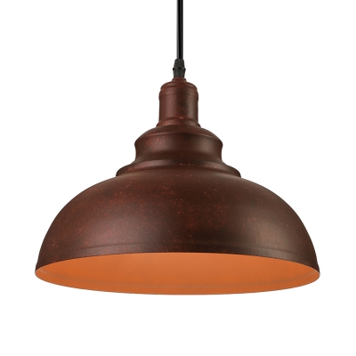 Retro Antique Copper LED Pendant Light with Dome Shape
