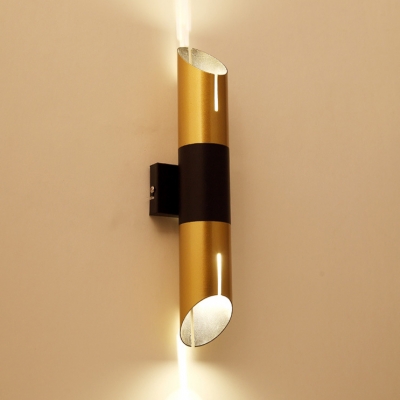 Adjustable Light Polished Gold Led Tube Wall Light 14.17 Inch High Post Modern Metal Pipe Wall Sconce for Bedside Restaurant Coat Rack