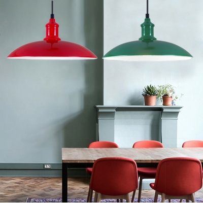 

Green/Red Finish Single Head Pendant Light with White Inner Side for Restaurant 2 Sizes, HL482998