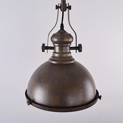 Platen Glass Diffuser Design Vintage Hanging Light Fixture with Weathered Steel Dome Shade