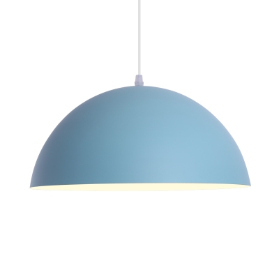 Simple Nordic Style 1-Light Pendant Lamp Metal Dome Shade for Dining Room with Various Colors for Option