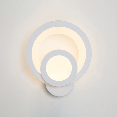 Indoor Decorative White Acrylic Led Sconce Stairways Pathway Round LED Outward Light Direction