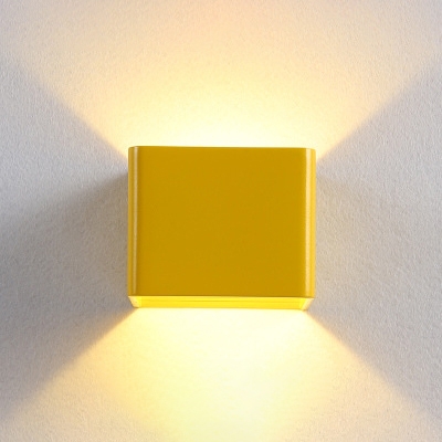 Macaroon Style Orange/Yellow/Green Square Led Wall Sconce for Hallway Corridor