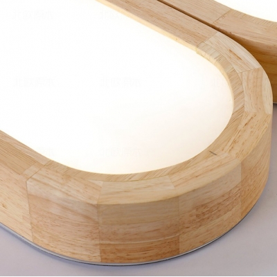 Contemporary Oval Shaped Led Wood Netural Light 16/24/36W Led Ellipse Surface Mount Lighting