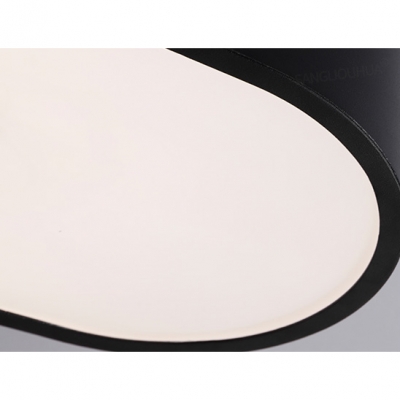 Minimalist Modern Style Ellipse LED Ceiling Flush Light 24/36W Acrylic Lampshade Oval Surface-Mount Led Lamp in Black Finish