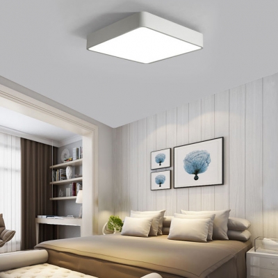 Nordic Style Black/White Minimalist Metal LED Square Flush Ceiling Light 24W Acrylic Lampshade