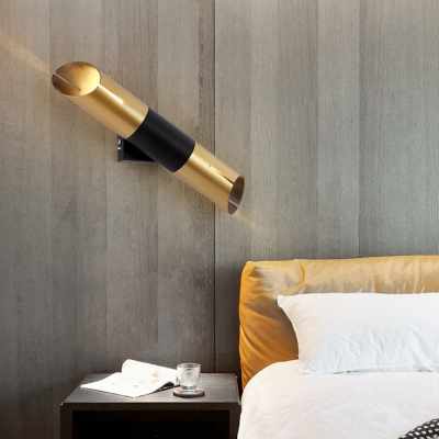 Adjustable Light Polished Gold Led Tube Wall Light 14.17 Inch High Post Modern Metal Pipe Wall Sconce for Bedside Restaurant Coat Rack