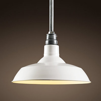 Black/White Finish Barn Shade Simple 1-Light Hanging Pendant Lamp with Antique Zinc Lamp Socket