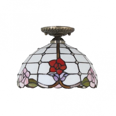 Floral Theme Flush Mount Lamp Downward with Tiffany 12