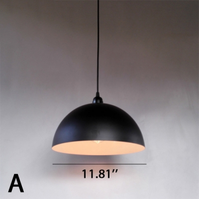 Polished Black Dome Shade 1 Light Ceiling Hanging Light 11.81