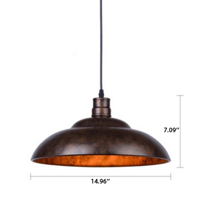 Antique Bronze/Polished Black Finish Single Head Hanging Light in Vintage Industrial Style 14.96