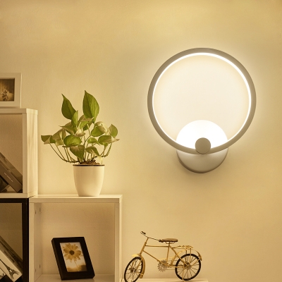 Contemporary Simple Wall Fixture LED  Circle Led Sconce Lights in White for Reading Room Bedside