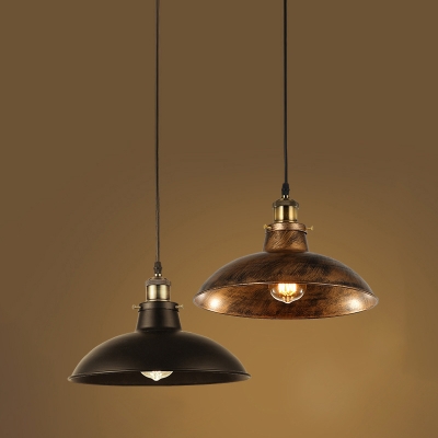 

Industrial Pendant Light with 14.17''W Dome Shade in Barn Style, Black;antique brass, HL452746