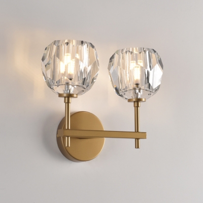 Modern Minimalist Flower Shaped LED Wall Light 10W 2 Bulb Clear Glass Sconce Lights