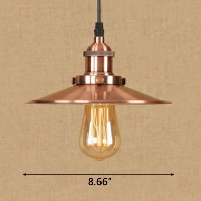8.66 Inches Width Single Light Saucer LED Hanging Indoor Pendant, Chrome/Copper