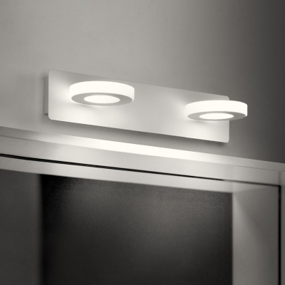 Contemporary LED Vanity Light White Acrylic Round Wall Lighting Makeup Mirror Bathroom Shower