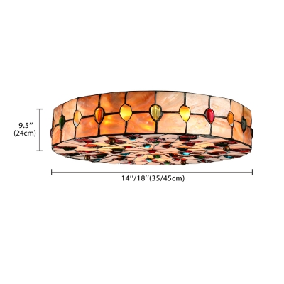 Glamorous Peacock-inspired Shell Shade Tiffany Flush Mount Ceiling Light