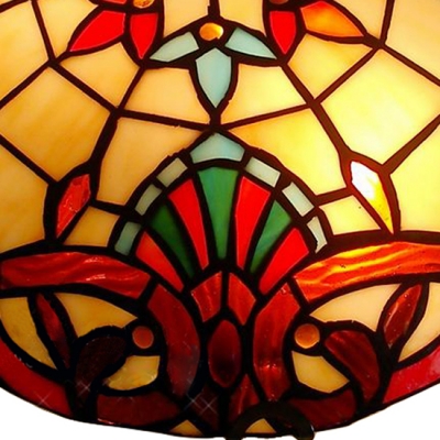 Gorgeous Flower Motif Accented Tiffany Glass Shade Flush Mount Ceiling Light