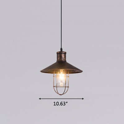 Industrial Style Rust Single Light Source Ceiling Pendant in Warehouse