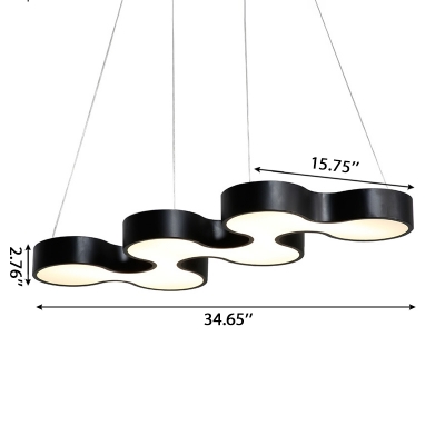 Architectural Linear Fixture 48W 34.50 Inch Long Black/White Curved LED Chandeliers Decorative Commerical Office Kitchen Island Lights