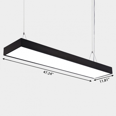 Architectural Linear Fixture Height Adjustable Black Aluminum 35/45/60W LED White Light Rectangular Pendant Light for Workbench Kitchen Hallway