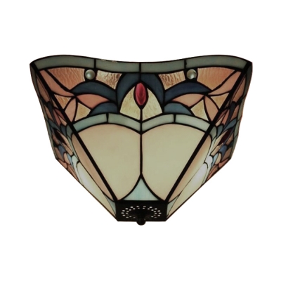 Colorful Flower Pattern 2-Light Square Flushmount Ceiling Light in Tiffany Stained Glass Style