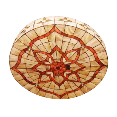 Floral Theme Natural Shell Flush Mount Ceiling Light in Tiffany Style 2 Sizes Available