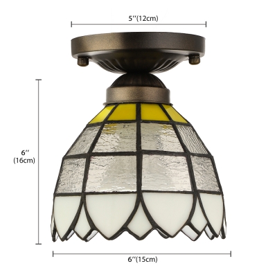 Frosted Glass Tiffany Flush Mount Light Fixture with Down Light Shade