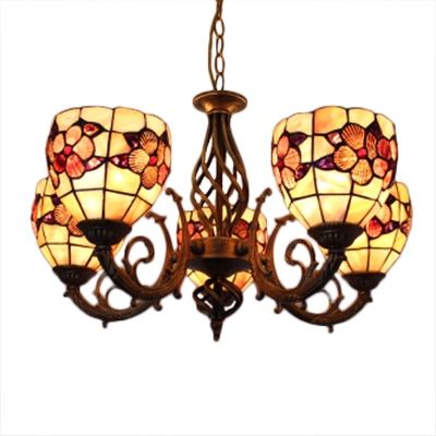 Handmade Shell Flower Shade 5-Light Chandelier in Wrought Iron Style 2 Designs for Option