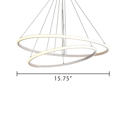 Modern Brown Aluminum LED Warm White Neutral Light Halo Chandelier for Bedroom Dining Room