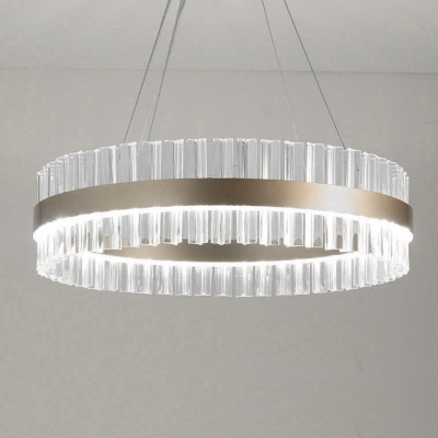 Brass Metal K9 Crystal Circular LED Chandelier Wide Best Lighting for Restaurant Cafe Bar