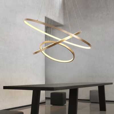 Ultra Modern Gold Finish Small/Large Halo LED Chandelier Brushed Aluminum 90/110W Ultra-thi