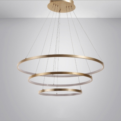 Ultra Modern Gold Finish Small/Large Halo LED Chandelier Brushed Aluminum 90/110W Ultra-thi