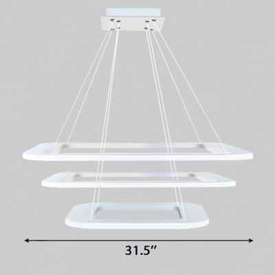 Acrylic Panel LED Chandelier 1 Light/2 Light/3 Light Square LED Hanging Light for Bathroom
