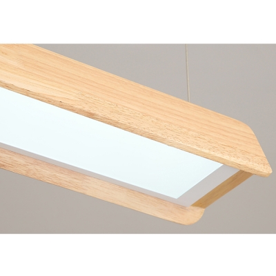 Contemporary Light-Adjustable Wooden Linear Led  Office Studio Led Chandelier in Acrylic Shade 3