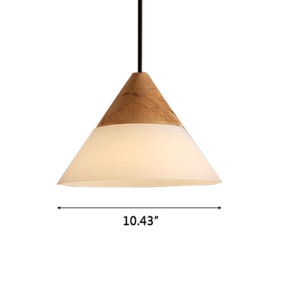 Frosted Glass Cone Shaded Elegantly Designer Wood Mini Pendant Light