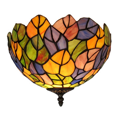 Leaf Design Bowl Shade Tiffany Ceiling Light Fixture 7 Inch High for Bedroom Hallway