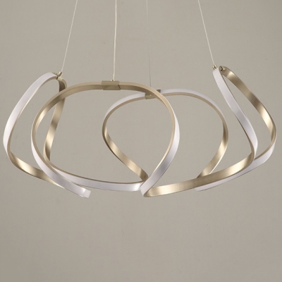 Low Profile Chandeliers Chrome Curved LED Pendant Light 23.62
