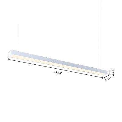 Matte White Aluminum LED Linear Hanging Light Acrylic Shade 3 Sizes for